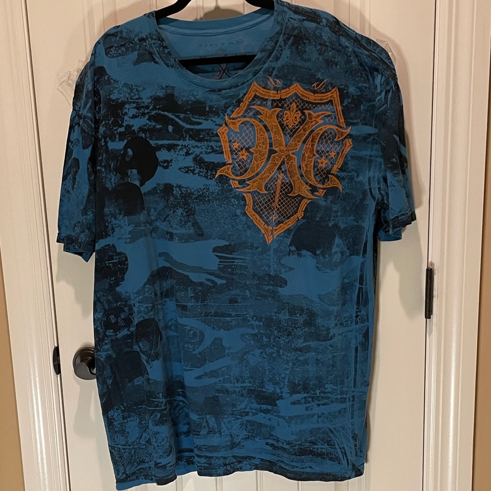 X-TREME COUTURE 3X Blue and Orange Graphic T-Shirt